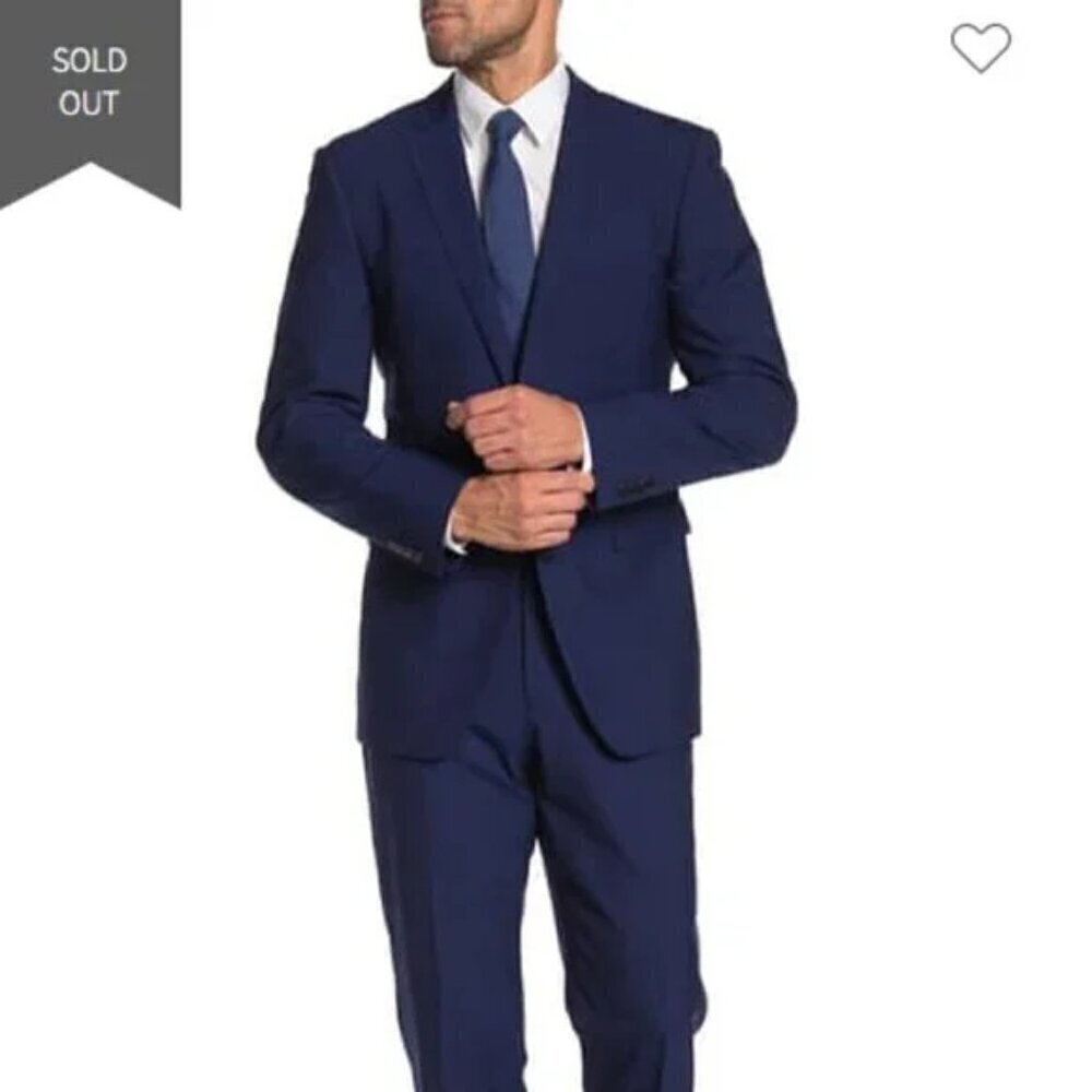 Vince Camuto Notch Lapel Slim Fit Suit Separate 40L Navy Check Wool Blend